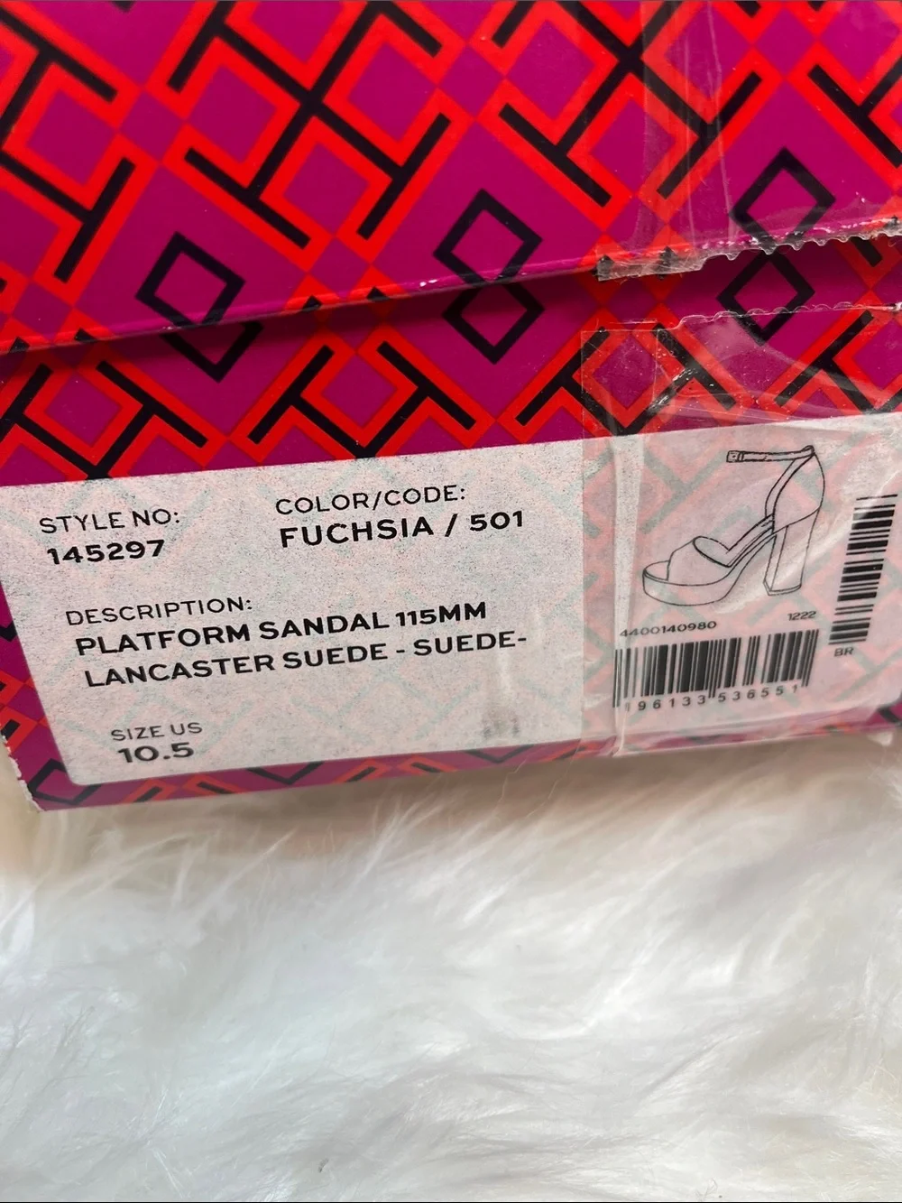 Tory Burch Fuchsia Suede Platform Block Heel Sandals